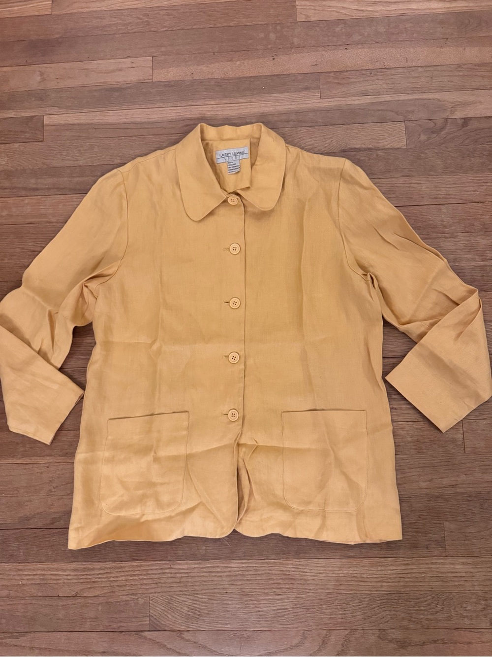 Larry Levine Women's Yellow 100% Linen Button Up Jacket - Size 14
 b26